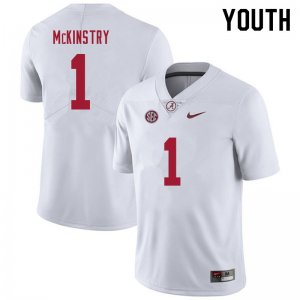 NCAA Youth Alabama Crimson Tide #1 Ga'Quincy McKinstry Stitched College 2021 Nike Authentic White Football Jersey LU17U54WC